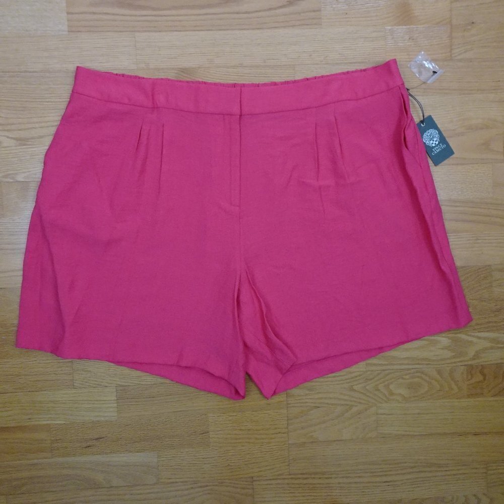 Vince Camuto Shorts Women's Plus Size 24W Pink Pleated Elastic Back Waistband